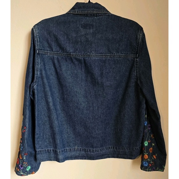Stonebridge Women's Denim Jacket with Flower Embroidered Cuffs & Sleeves - Picture 2 of 16